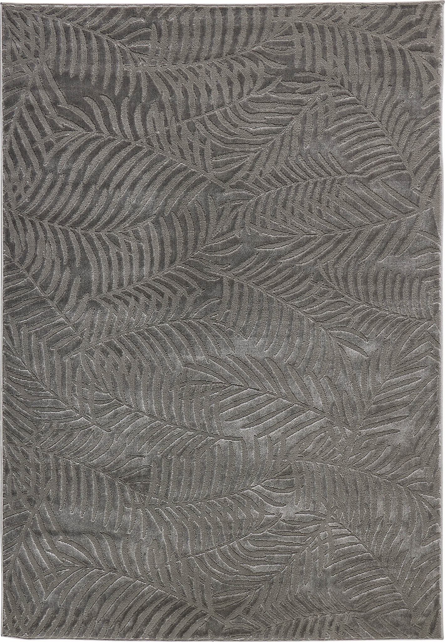 Tapis poils ras motif feuille en relief gris : BLO1035GRI BLOOM