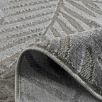 Tapis poils ras motif feuille en relief gris : BLO1035GRI BLOOM