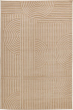 Tapis poils ras motif graphique en relief beige : BLO1036BEI BLOOM