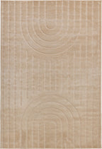 Tapis poils ras motif arc de cercle en relief beige : BLO1037BEI BLOOM