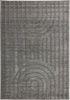 Tapis poils ras motif arc de cercle en relief gris : BLO1037GRI BLOOM