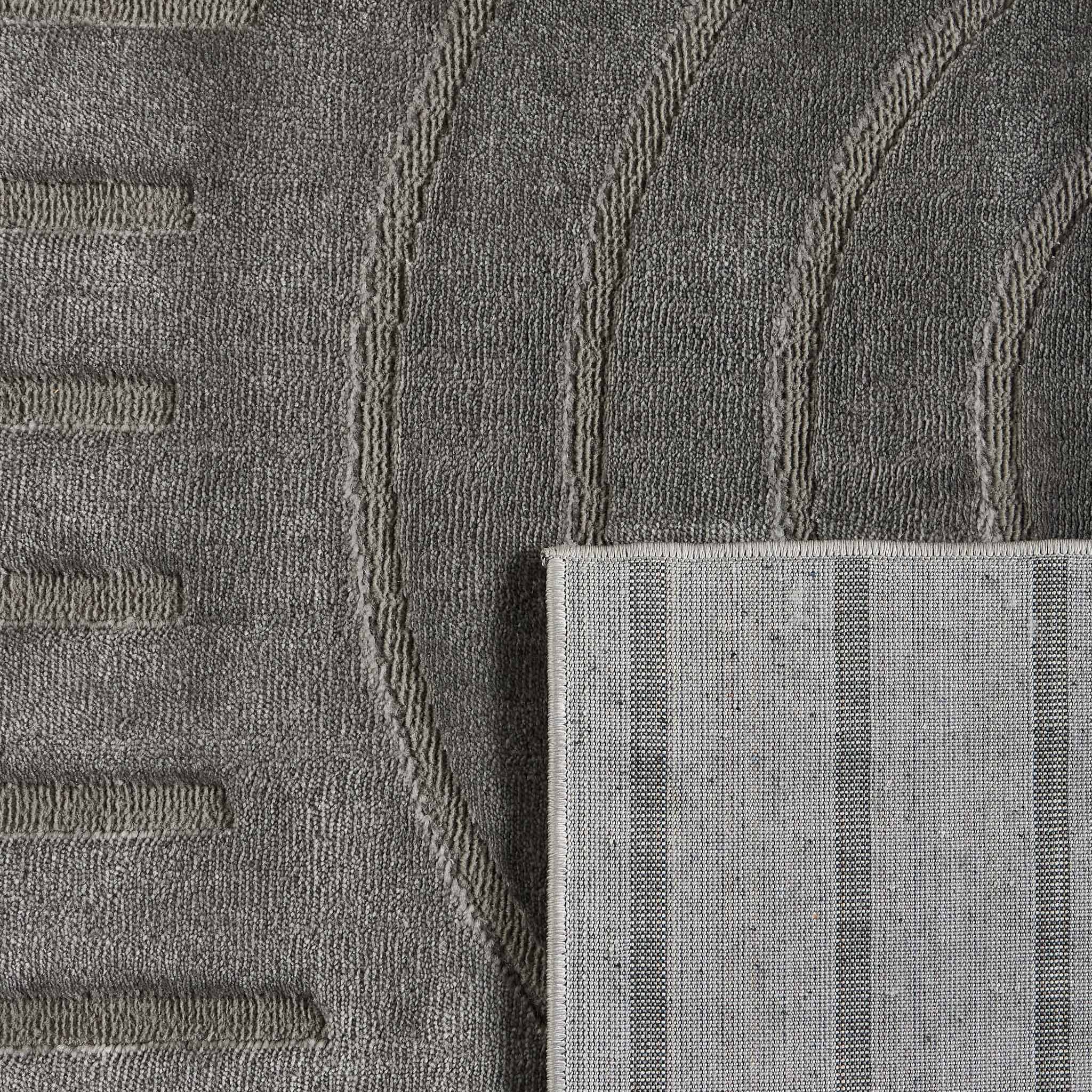 Tapis poils ras motif arc de cercle en relief gris : BLO1037GRI BLOOM