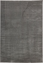 Tapis poils ras motif demi arc en relief gris : BLO1038GRI BLOOM