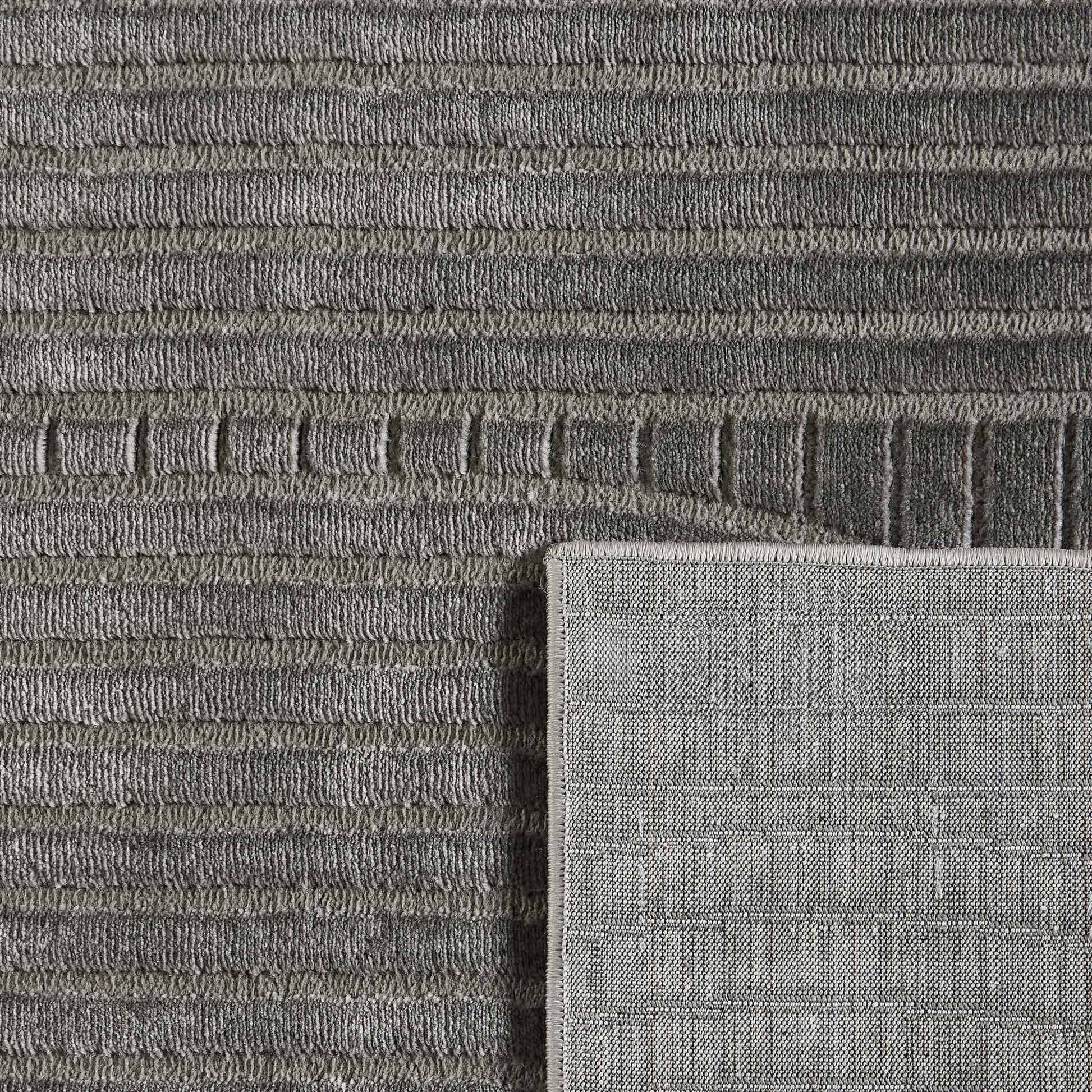 Tapis poils ras motif demi arc en relief gris : BLO1038GRI BLOOM