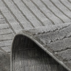 Tapis poils ras motif demi arc en relief gris : BLO1038GRI BLOOM