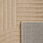 Tapis poils ras motif géométrique en relief beige : BLO1040BEI BLOOM