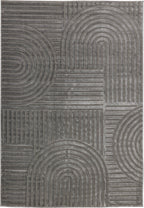Tapis poils ras motif géométrique en relief gris : BLO1040GRI BLOOM