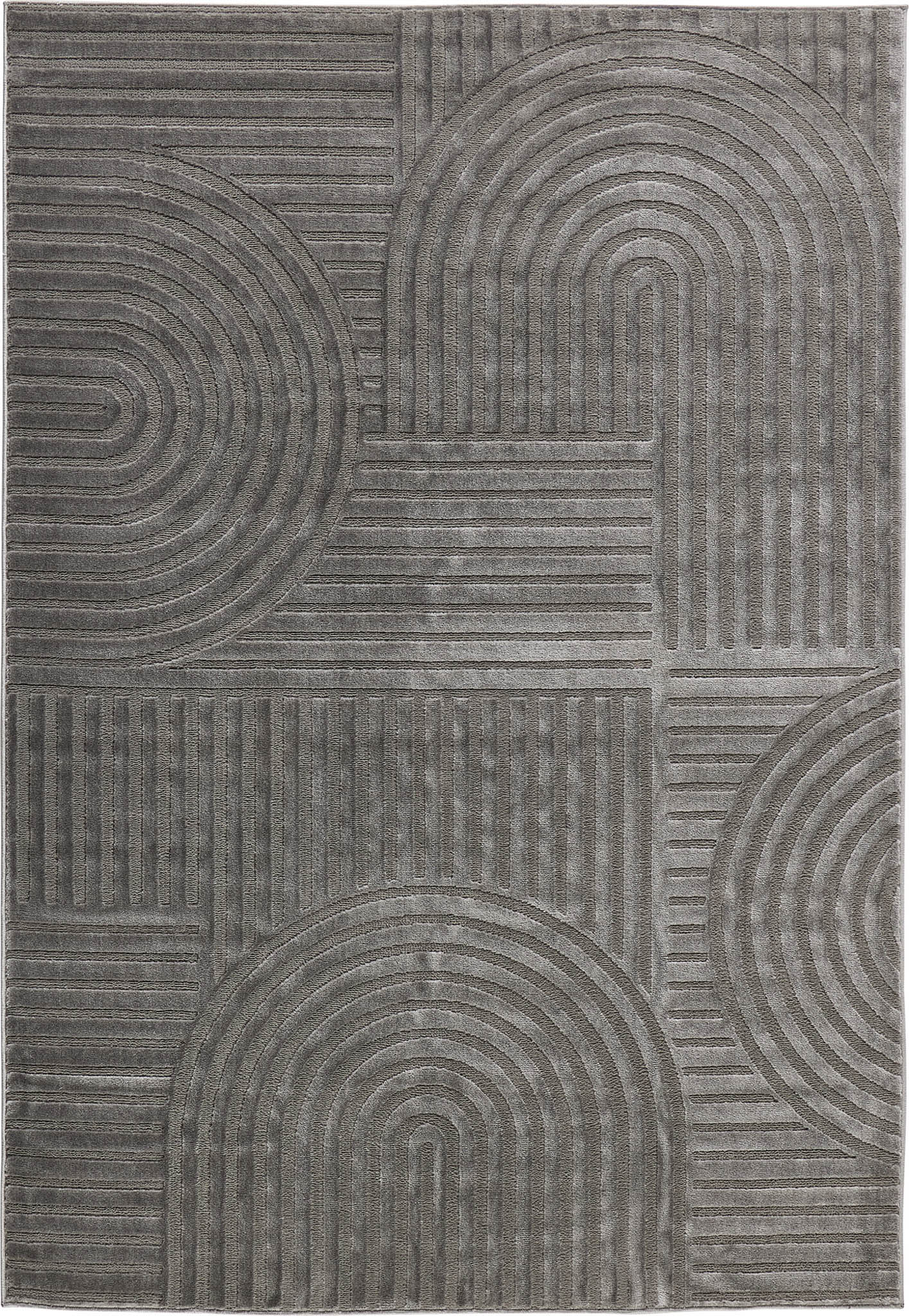 Tapis poils ras motif géométrique en relief gris : BLO1040GRI BLOOM