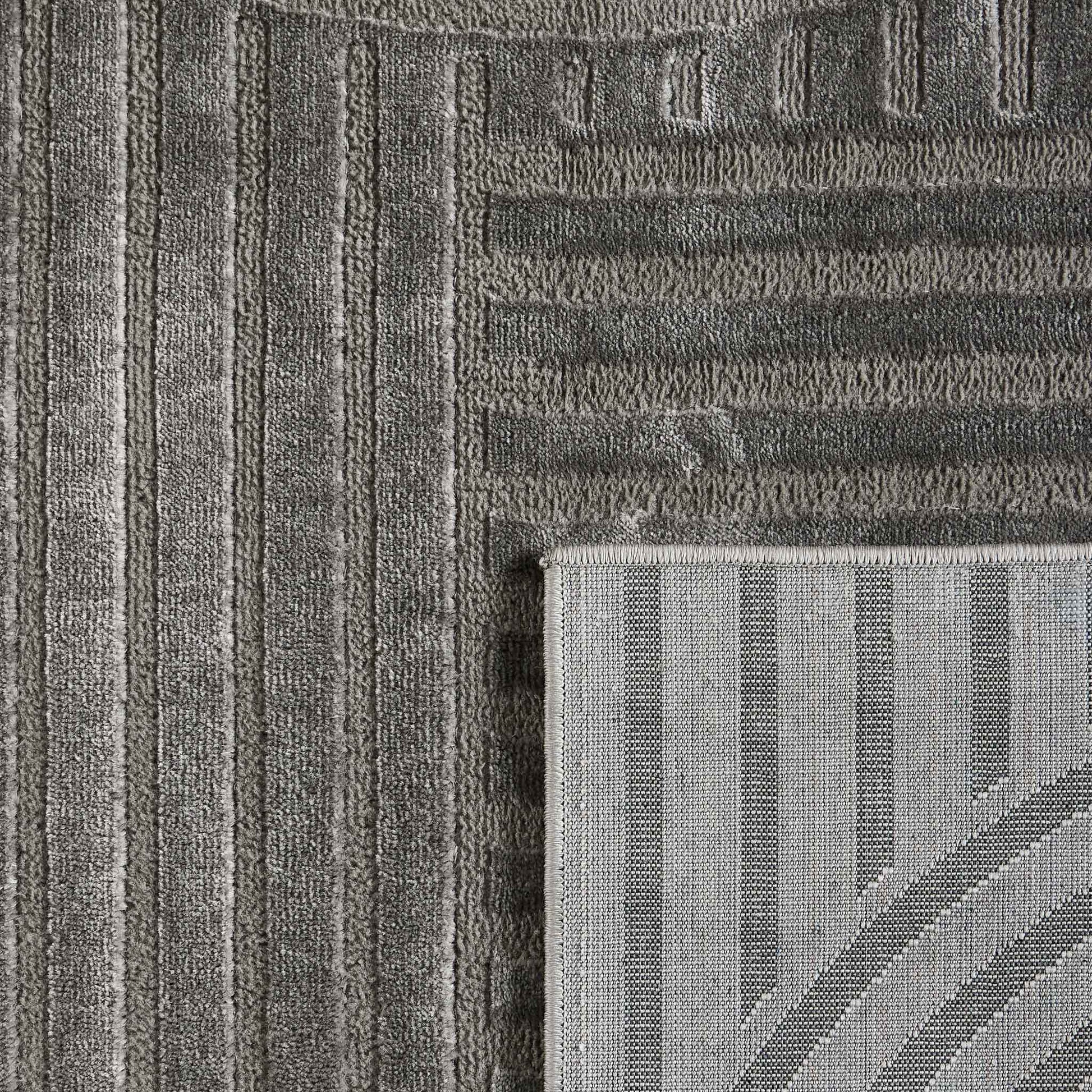 Tapis poils ras motif géométrique en relief gris : BLO1040GRI BLOOM