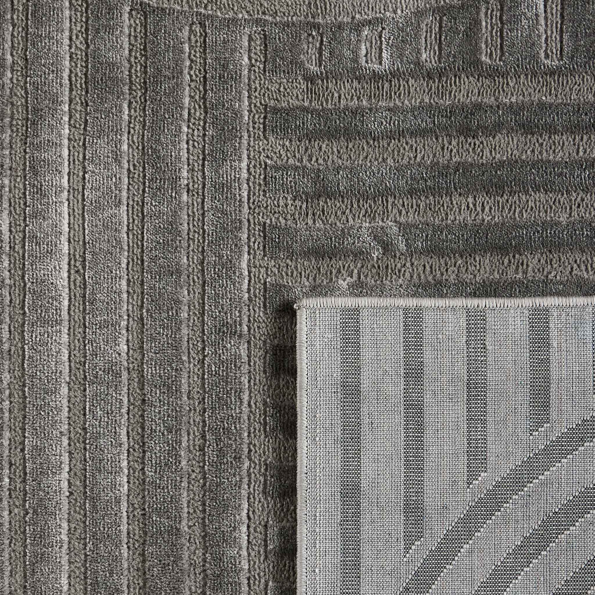 Tapis poils ras motif géométrique en relief gris : BLO1040GRI BLOOM