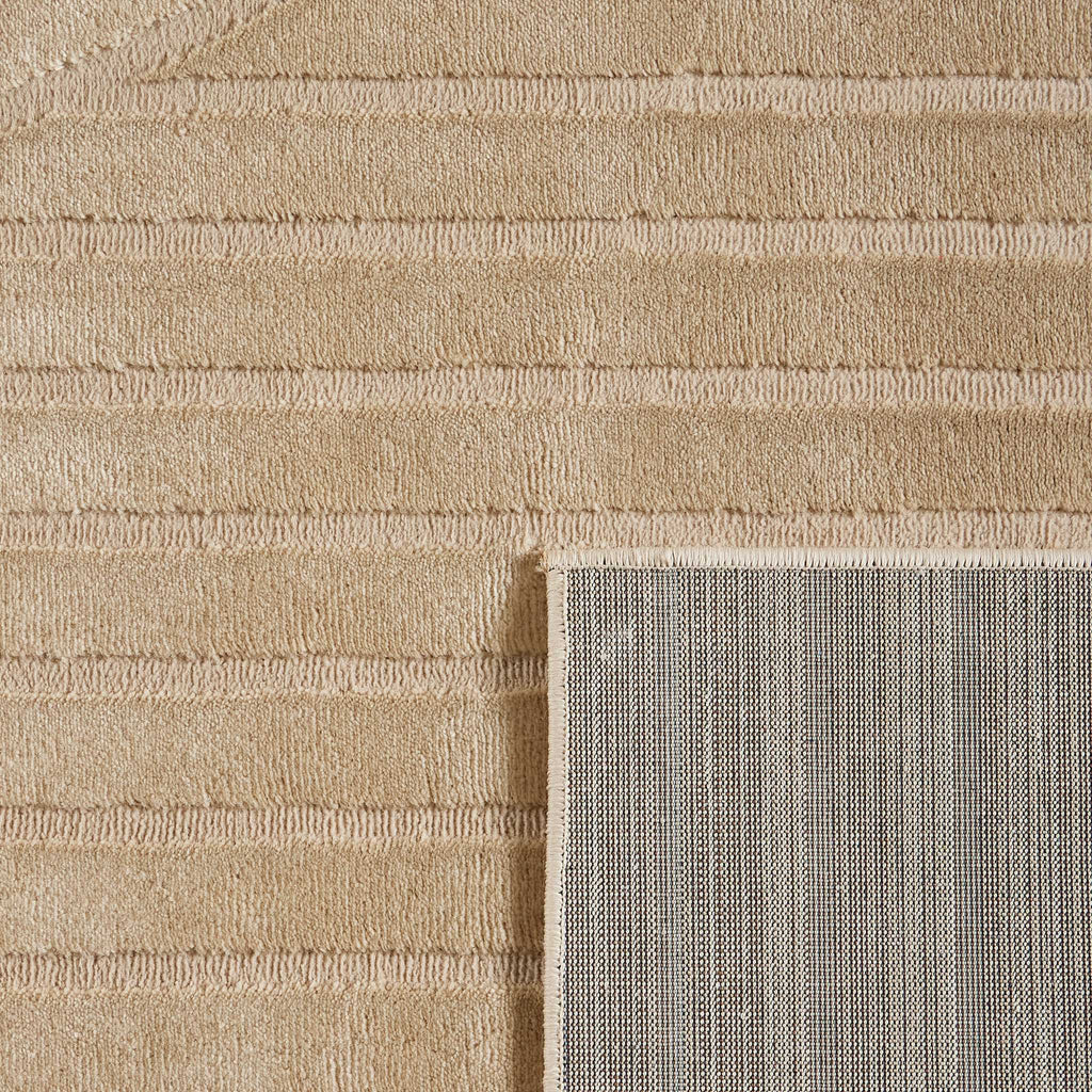 Tapis poils ras motif en relief beige : BLO1042BEI BLOOM