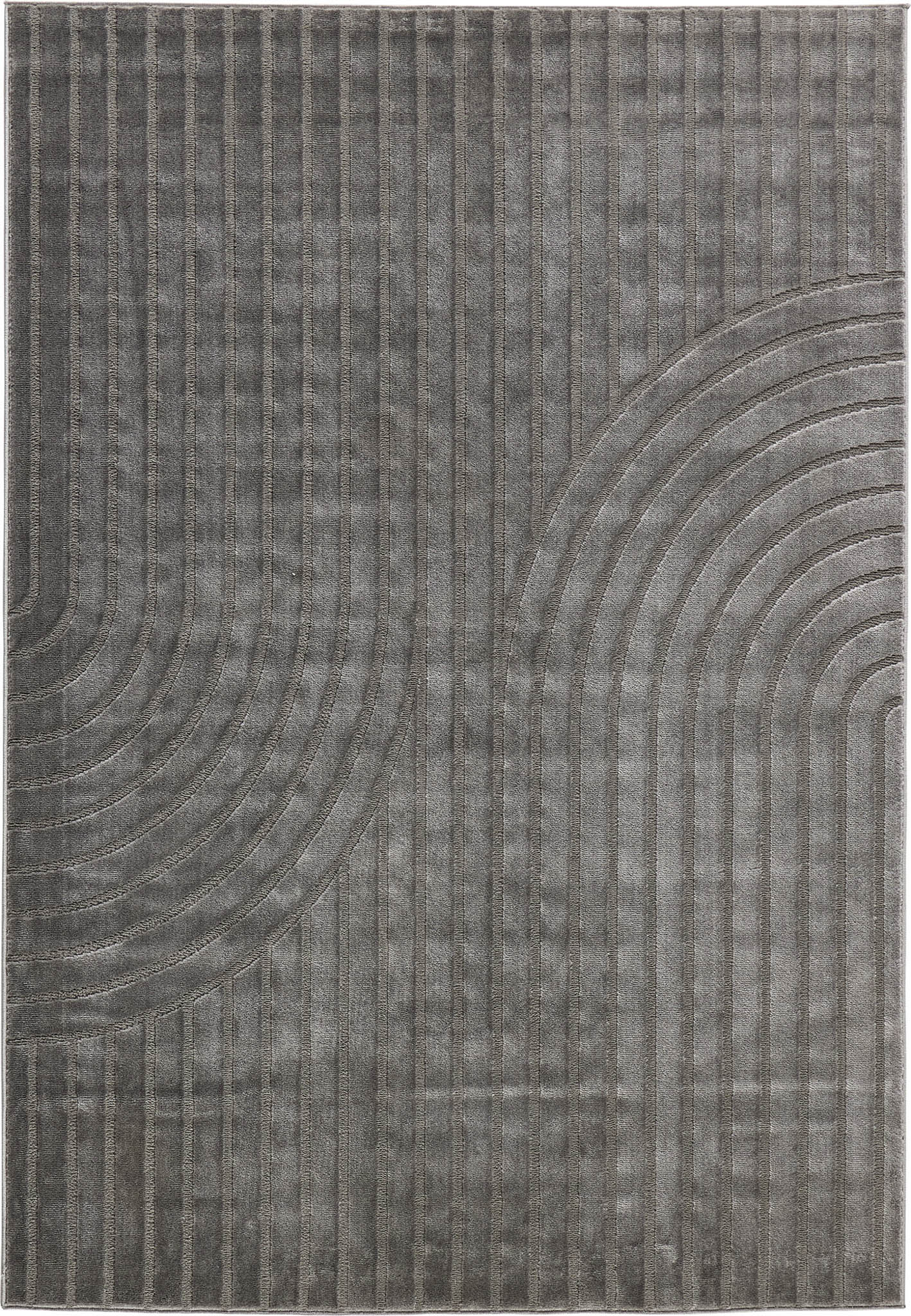Tapis poils ras motif en relief gris : BLO1042GRI BLOOM