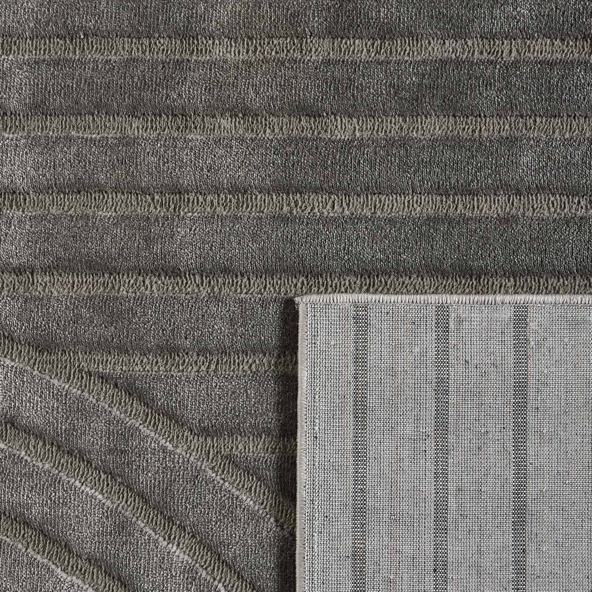 Tapis poils ras motif en relief gris : BLO1042GRI BLOOM