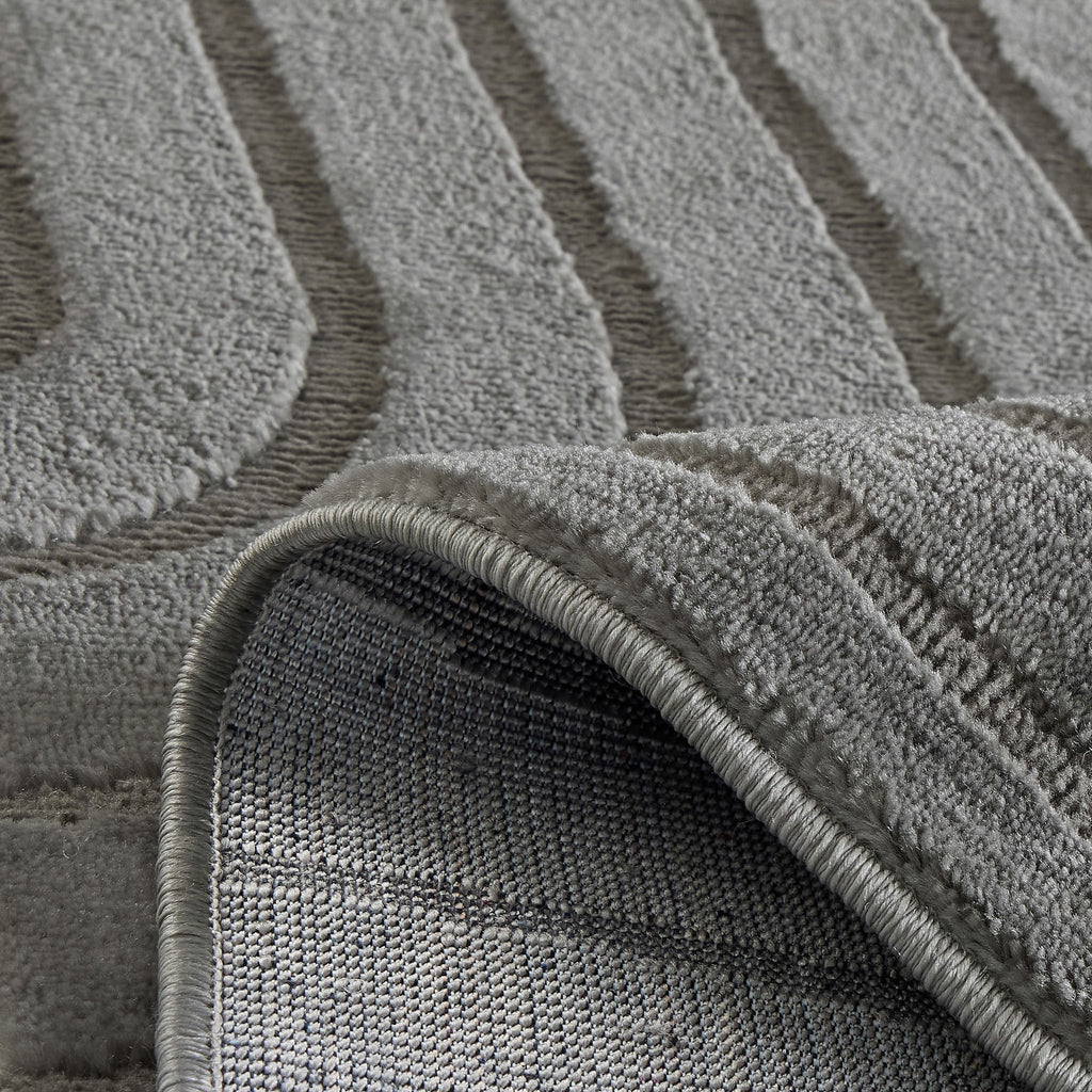 Tapis poils ras motif en relief gris : BLO1042GRI BLOOM