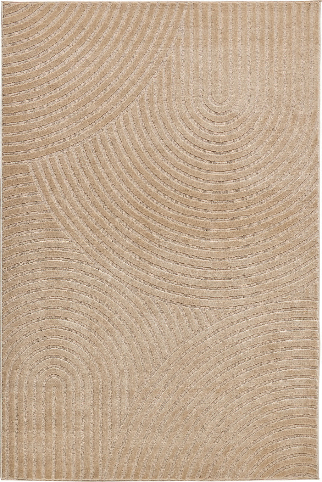 Tapis poils ras motif arc en ciel en relief beige : BLO1043BEI BLOOM
