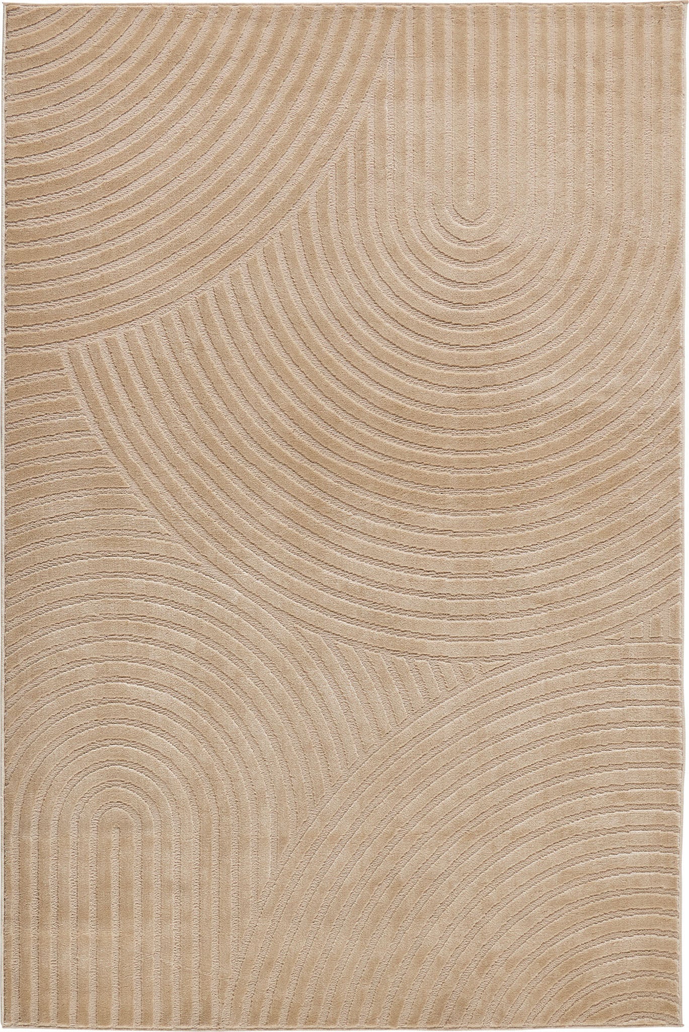 Tapis poils ras motif arc en ciel en relief beige : BLO1043BEI BLOOM