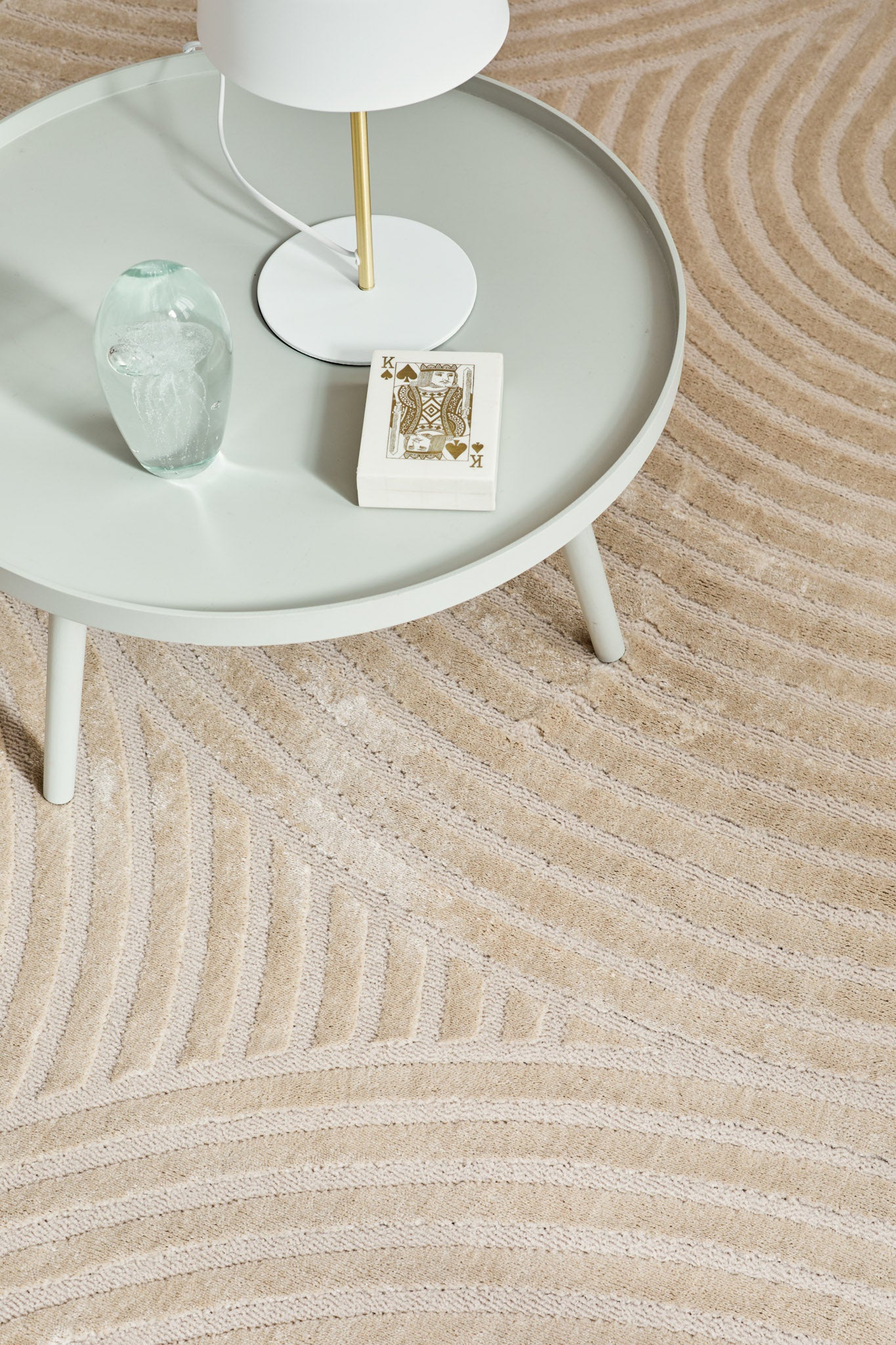Tapis poils ras motif arc en ciel en relief beige : BLO1043BEI BLOOM