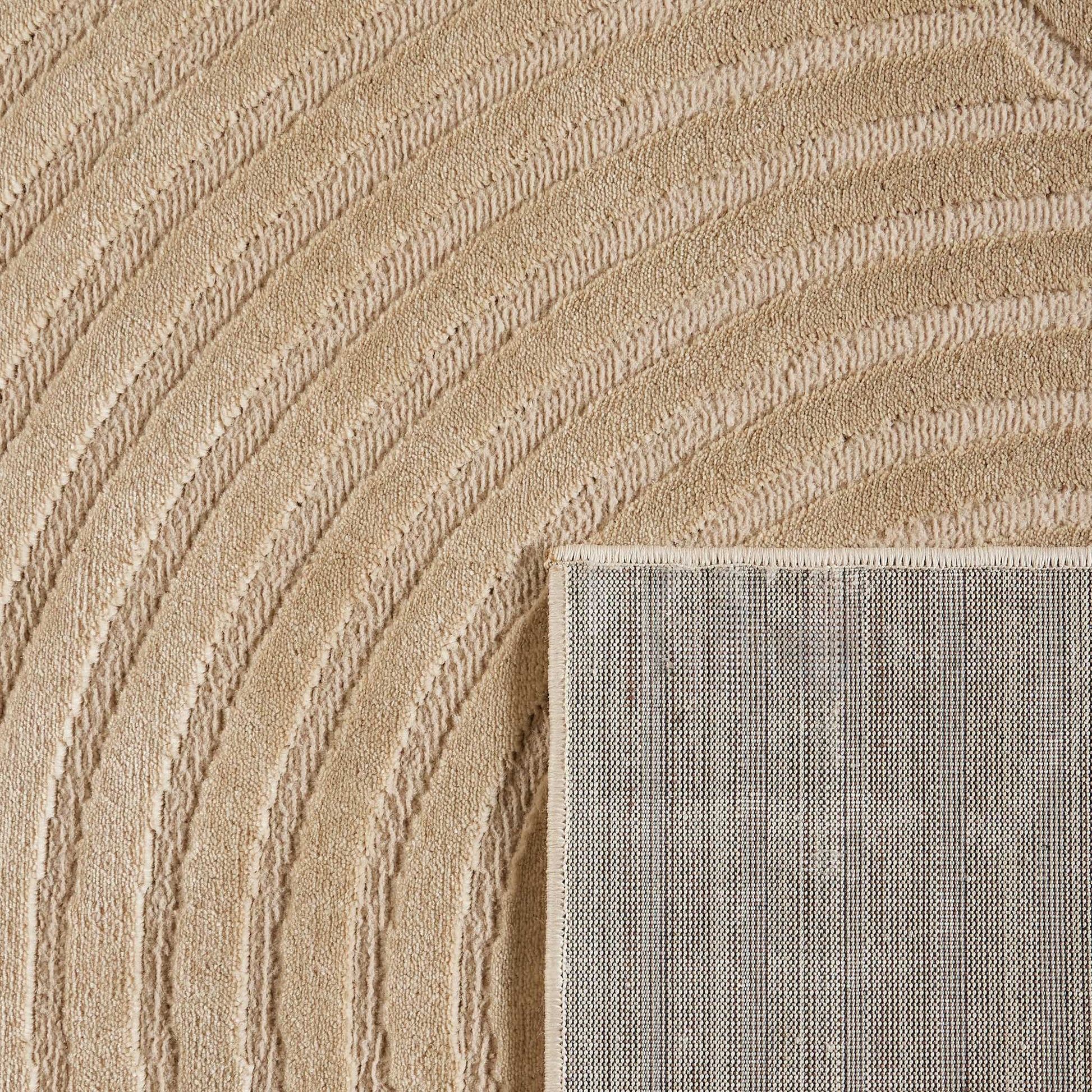 Tapis poils ras motif arc en ciel en relief beige : BLO1043BEI BLOOM