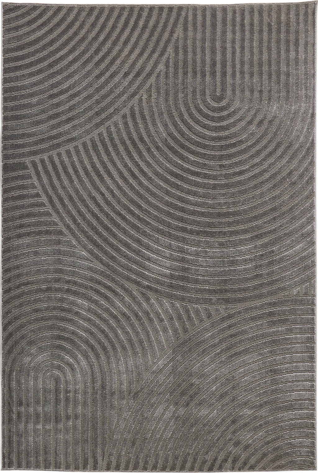 Tapis poils ras motif arc en ciel en relief gris : BLO1043GRI Nazar rugs