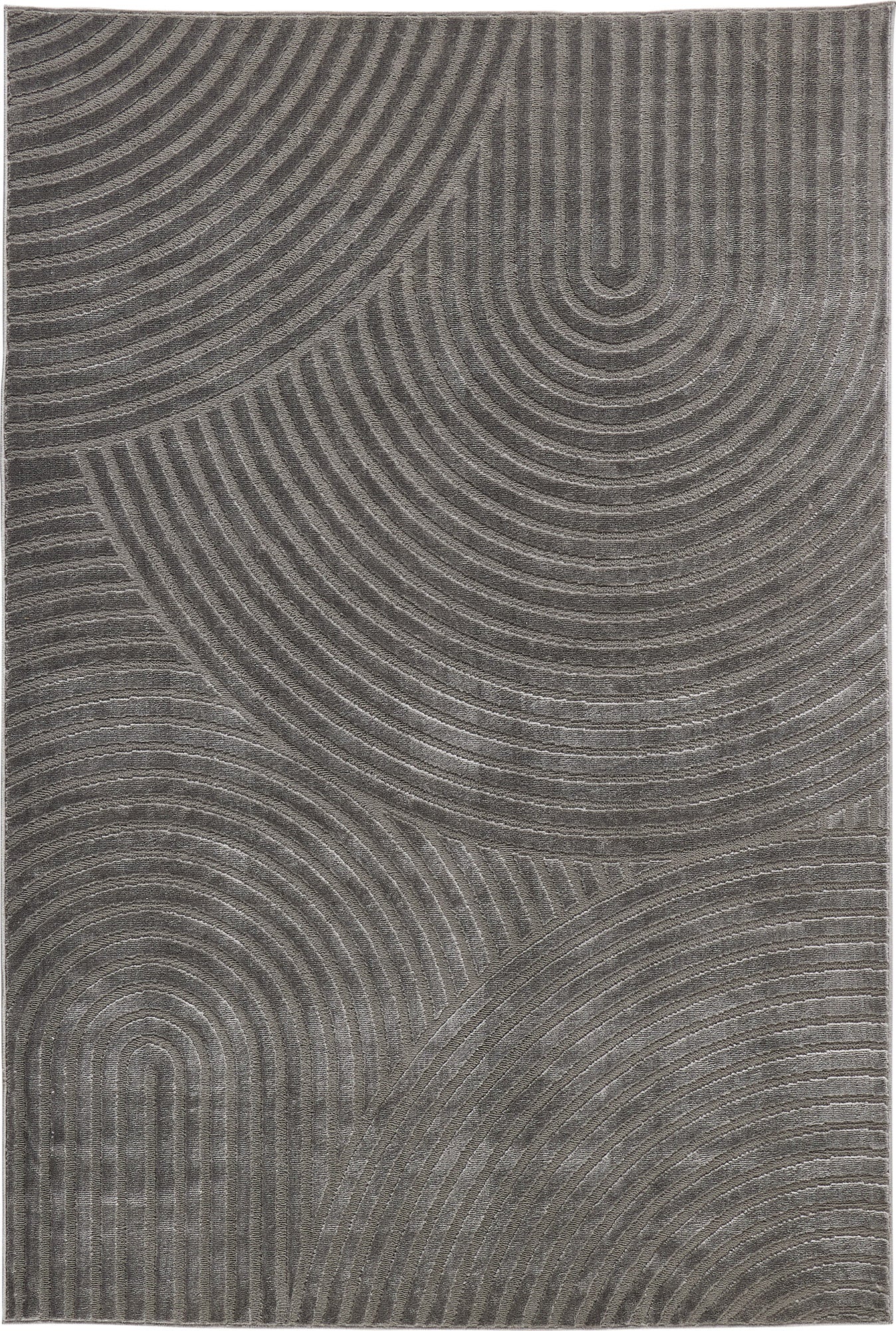 Tapis poils ras motif arc en ciel en relief gris : BLO1043GRI Nazar rugs