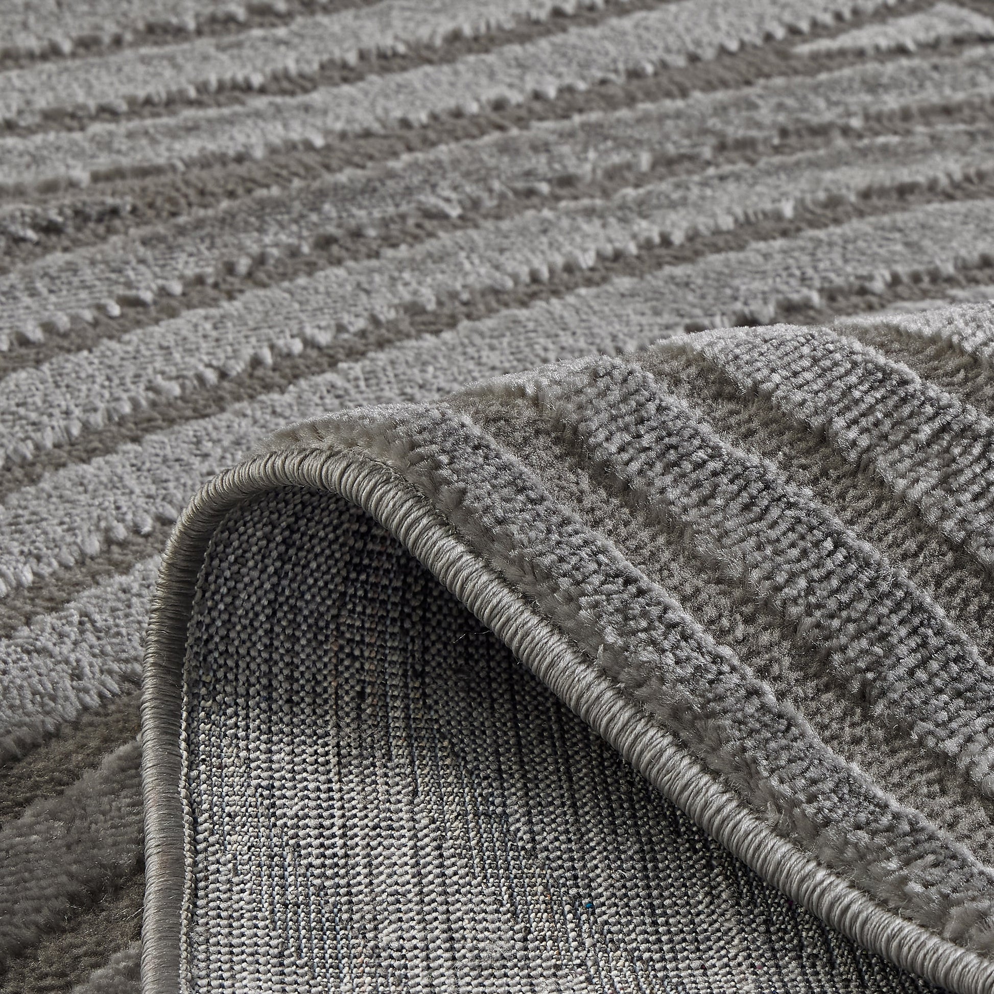 Tapis poils ras motif arc en ciel en relief gris : BLO1043GRI Nazar rugs