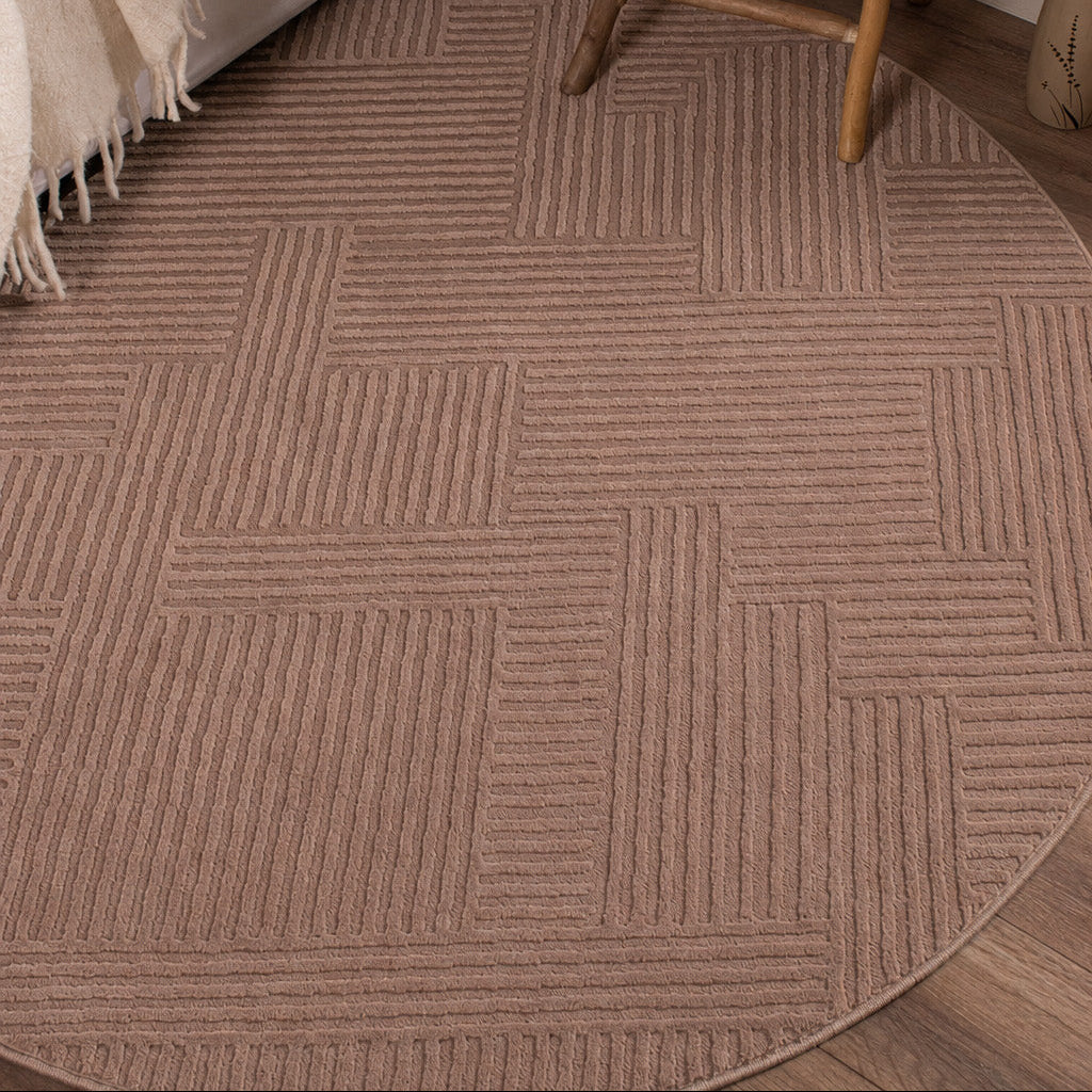 BIANCA - Tapis rond salon moderne mocca - BIA160MOC BIANCA