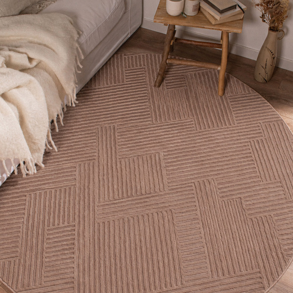 BIANCA - Tapis rond salon moderne mocca - BIA160MOC BIANCA