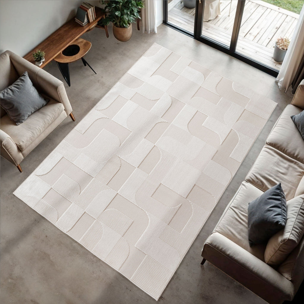CALVI - Tapis moderne à relief géométrique - CAL1651CRE