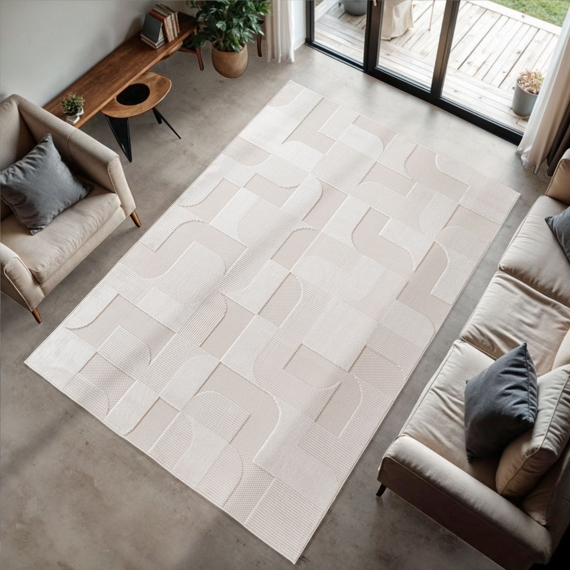 CALVI - Tapis moderne à relief géométrique - CAL1651CRE