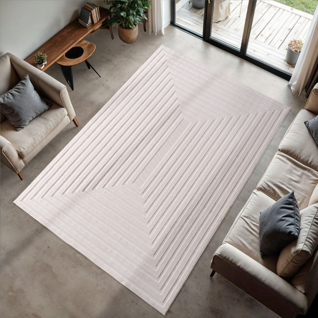CALVI - Tapis moderne à relief géométrique - CAL1653CRE