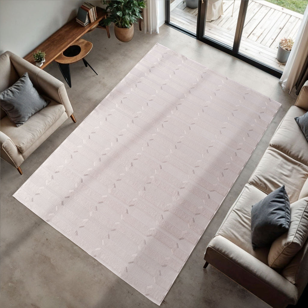 CALVI - Tapis moderne à relief géométrique - CAL1654CRE