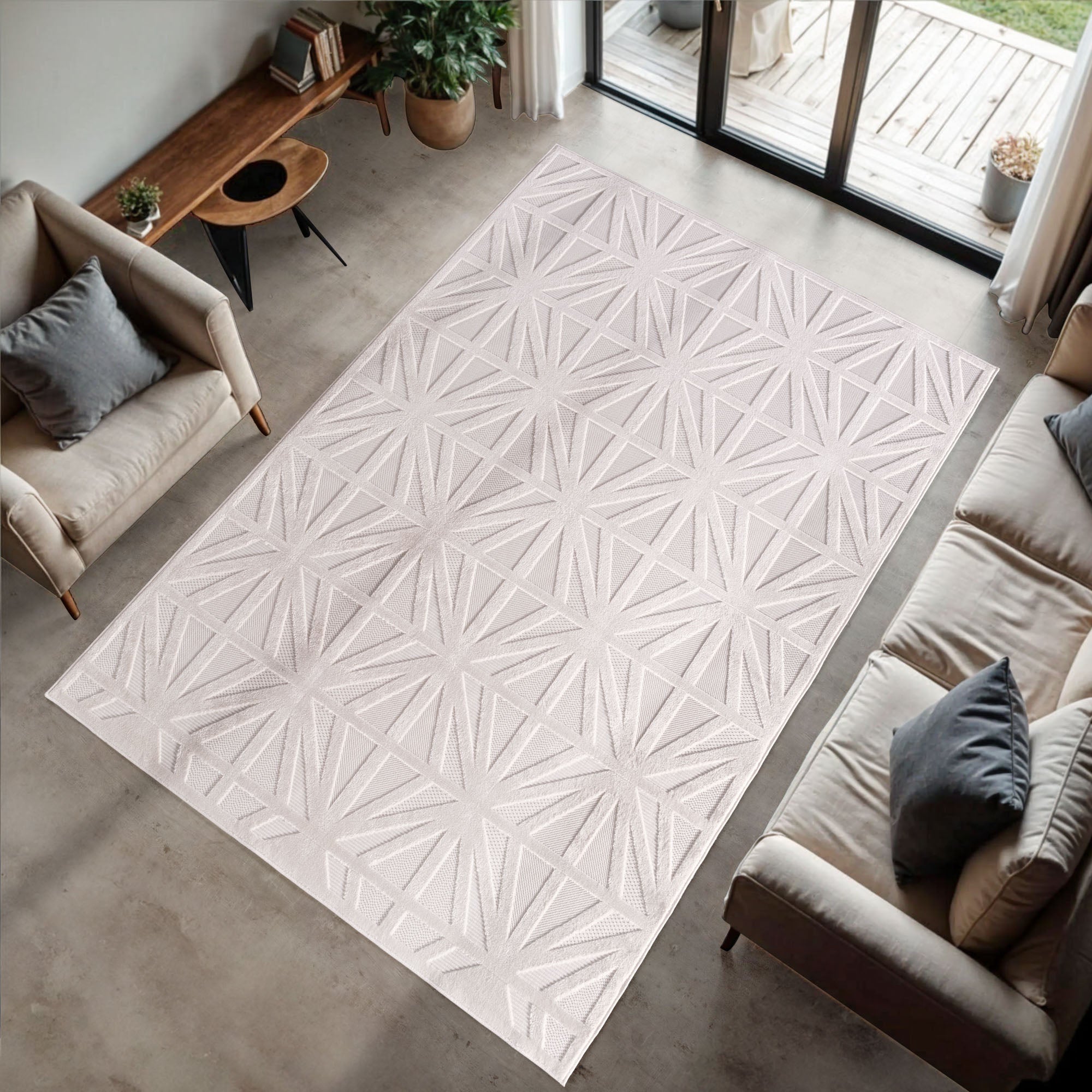 CALVI - Tapis moderne à relief géométrique - CAL1655CRE