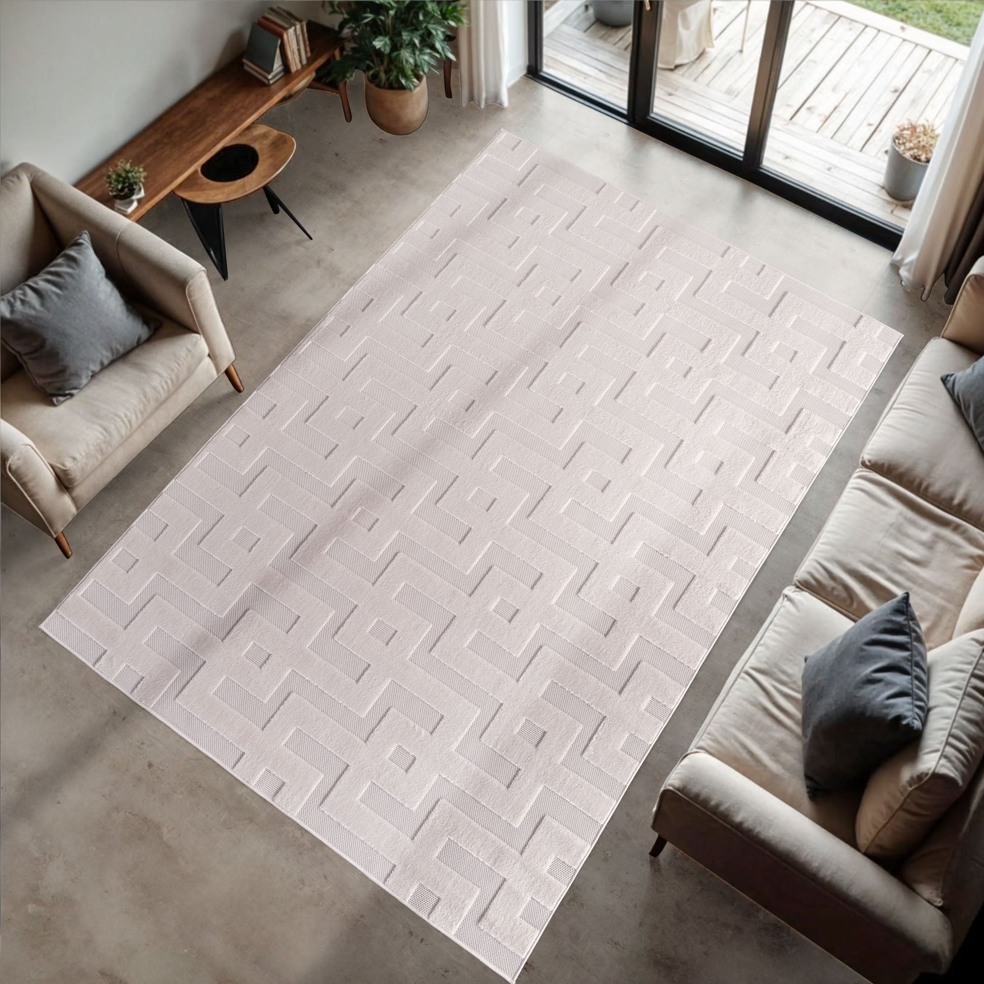 CALVI - Tapis moderne à relief géométrique - CAL1656CRE