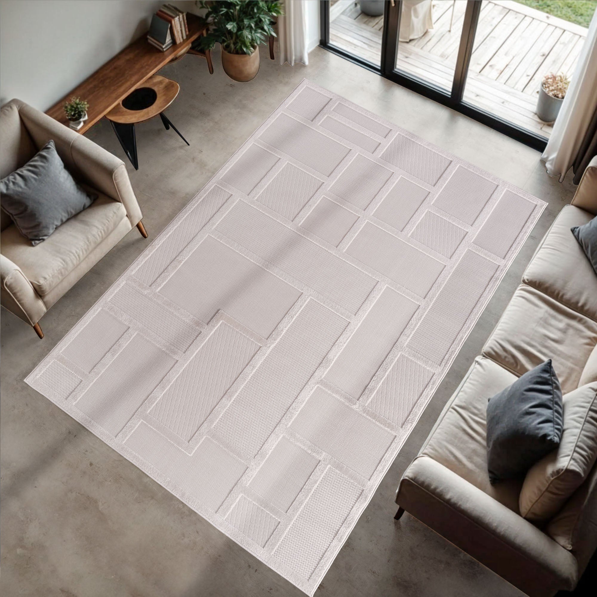 CALVI - Tapis moderne à relief géométrique - CAL1657CRE