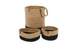 Paniers de rangement bicolores aspect jute fait main noir et beige : CAL4203NOI - Nazar rugs
