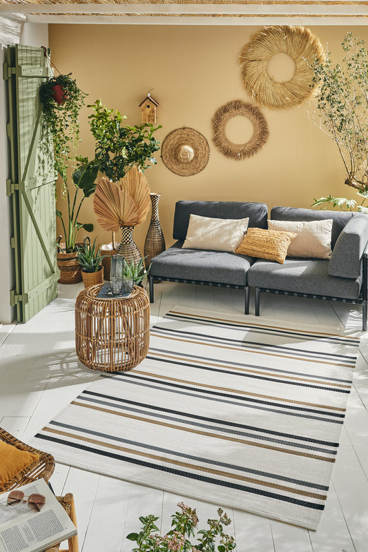 Tapis d'extérieur motifs rayures noir :  CAP1742NOI CAPRI