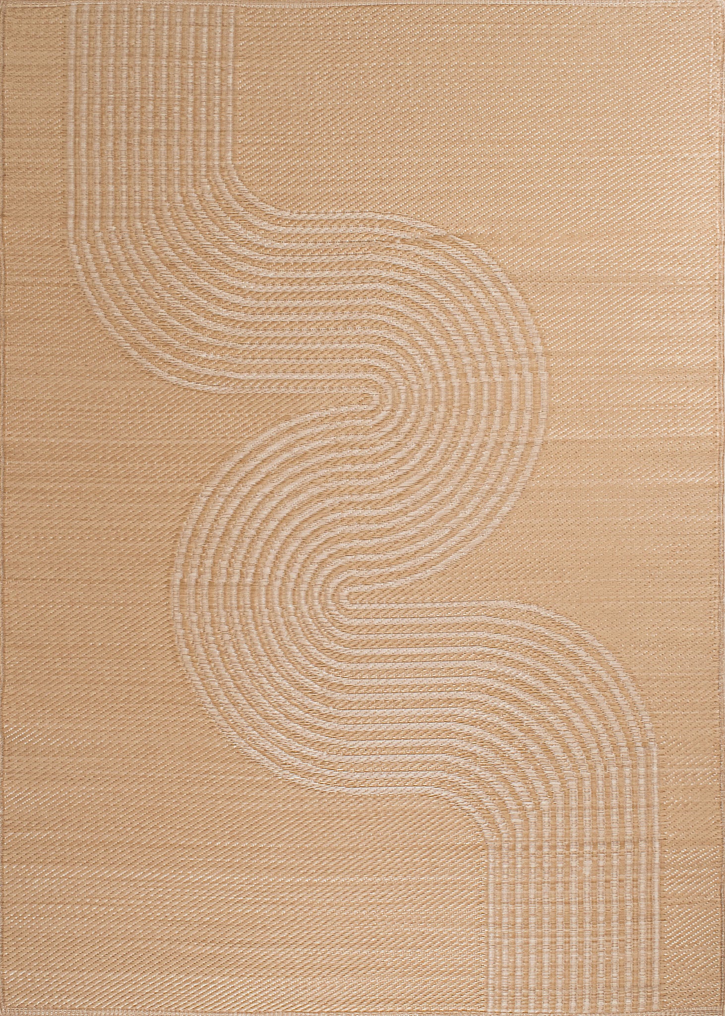 Tapis d'extérieur motif vague beige :  CAP1743BEI CAPRI