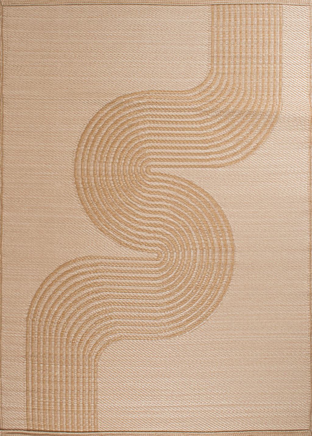 Tapis d'extérieur motif vague beige :  CAP1743BEI CAPRI