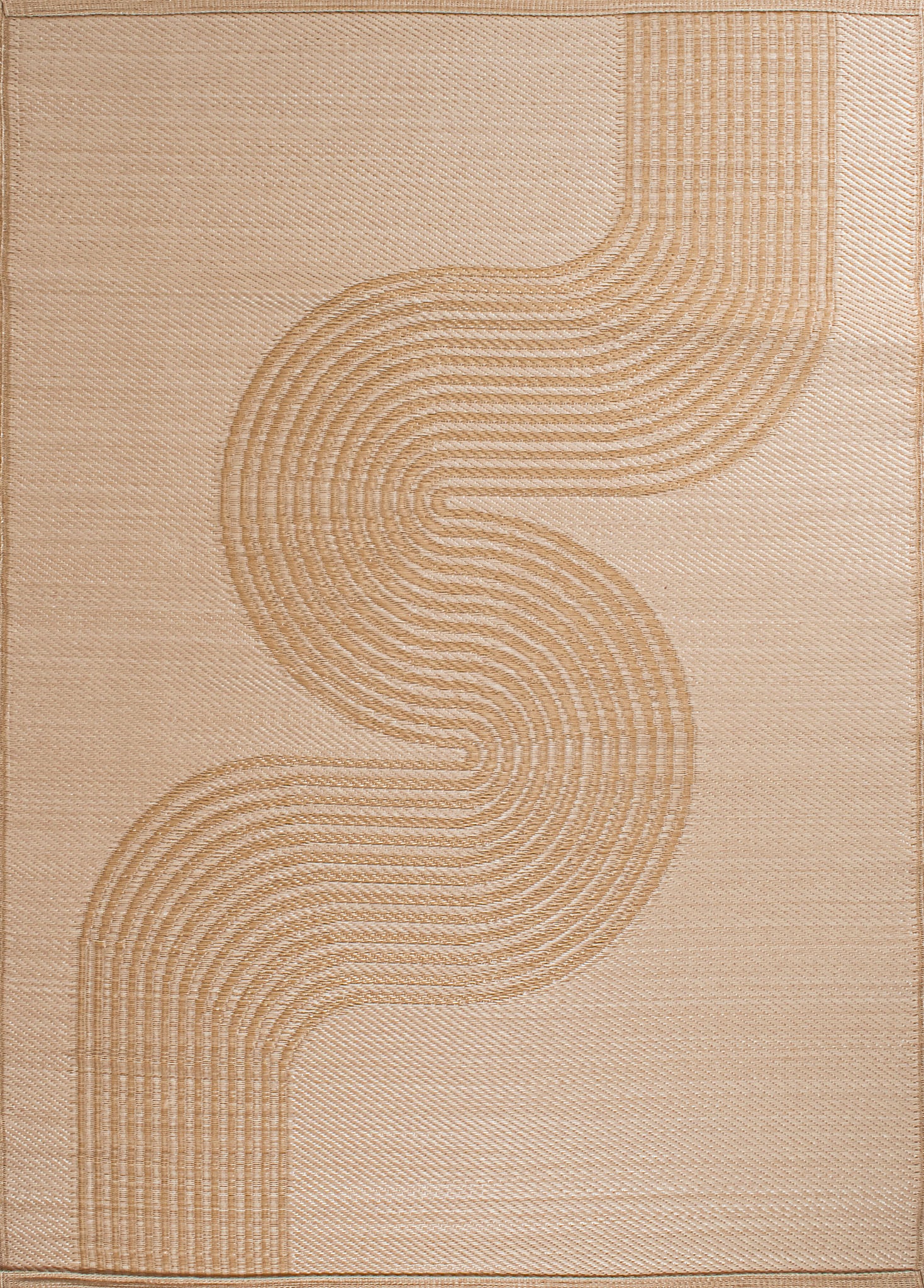Tapis d'extérieur motif vague beige :  CAP1743BEI CAPRI