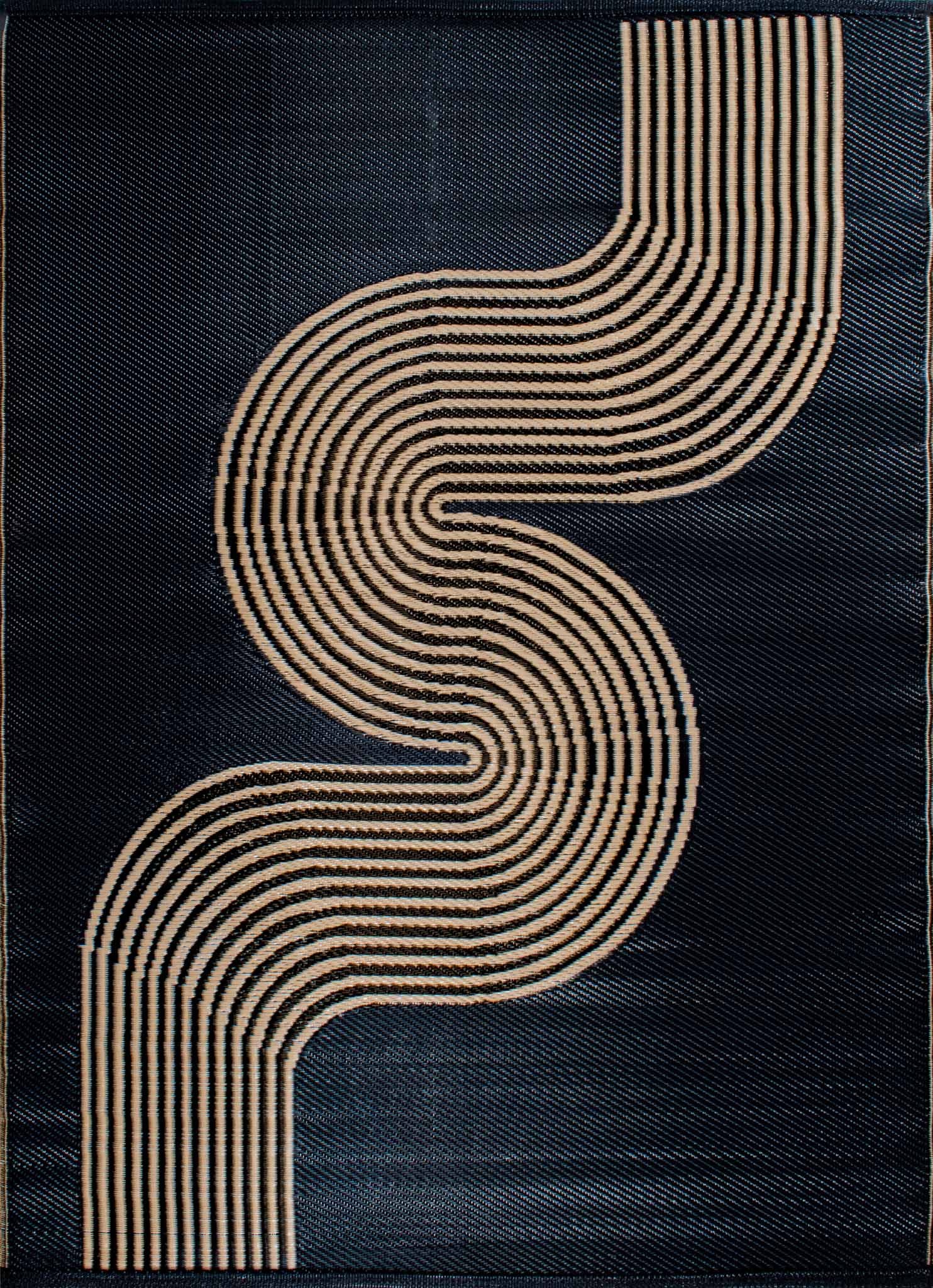 Tapis d'extérieur motif vague noir :  CAP1743NOI CAPRI
