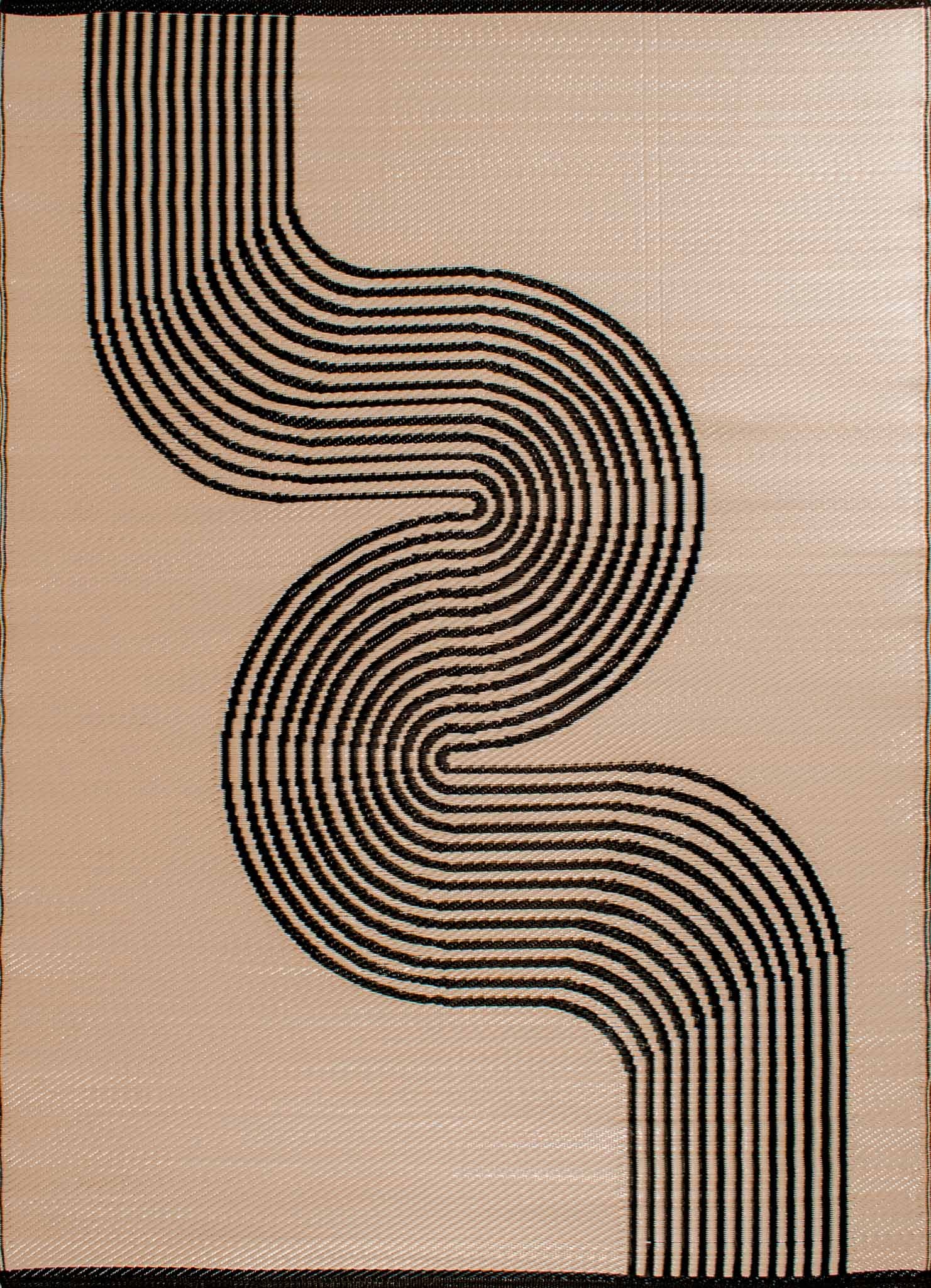 Tapis d'extérieur motif vague noir :  CAP1743NOI CAPRI