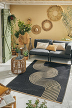 Tapis d'extérieur motif vague noir :  CAP1743NOI CAPRI