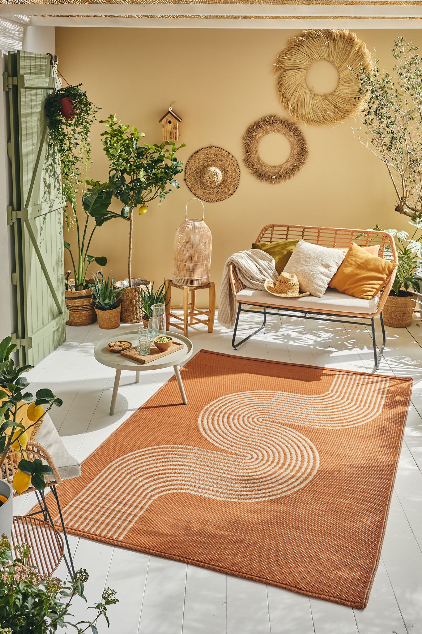 Tapis d'extérieur motif vague terra :  CAP1743TER CAPRI