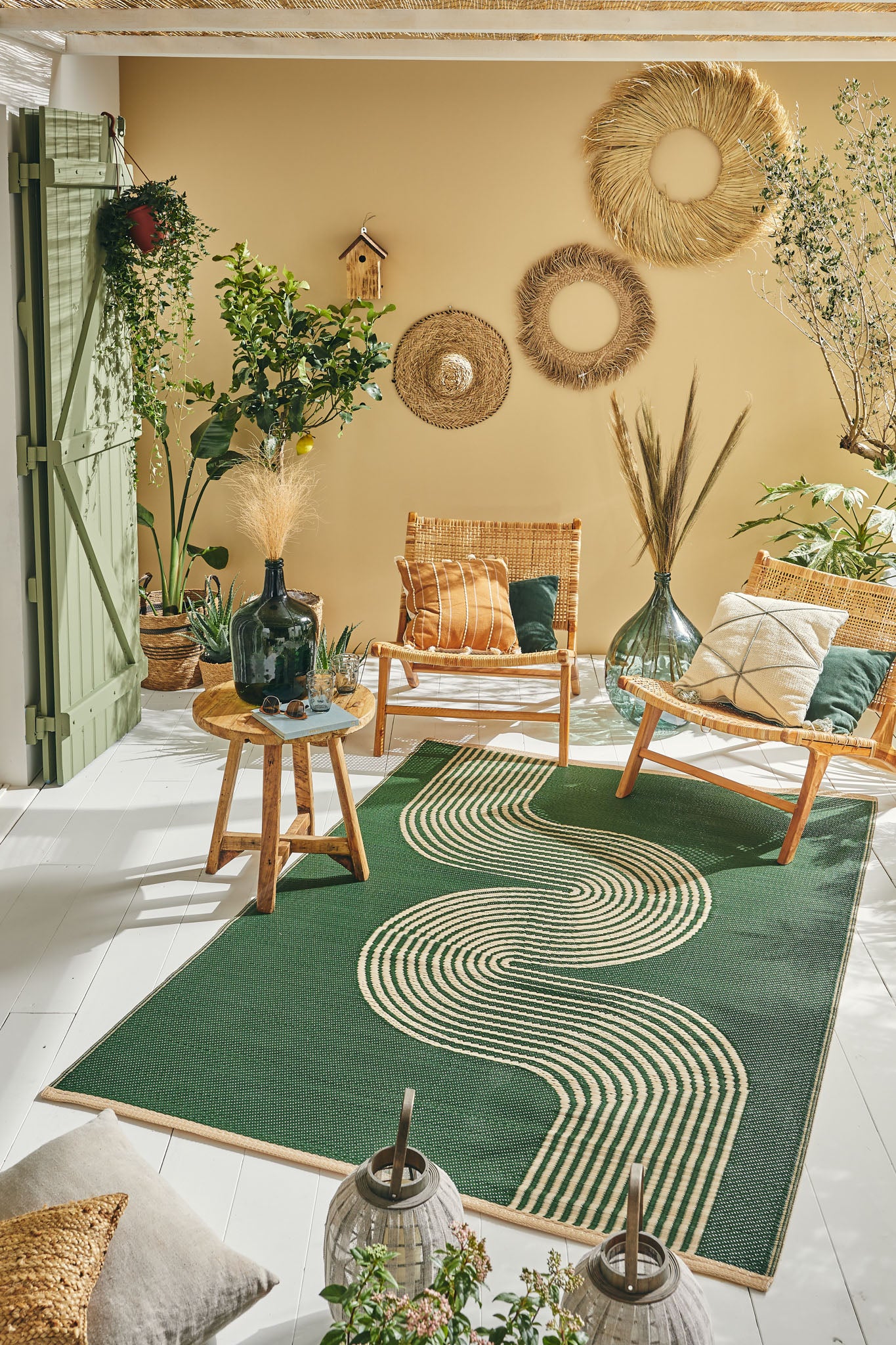Tapis d'extérieur motif vague vert :  CAP1743VER CAPRI