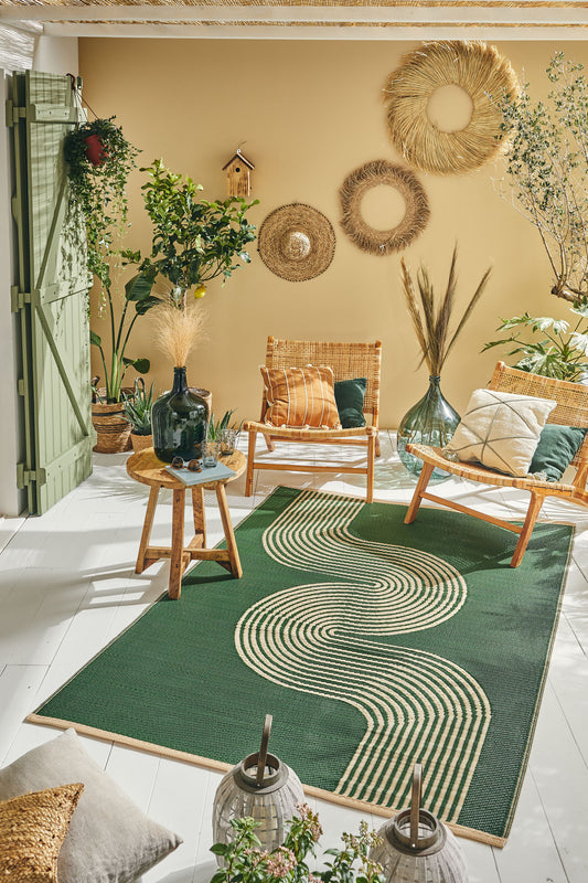 Tapis d'extérieur motif vague vert :  CAP1743VER CAPRI