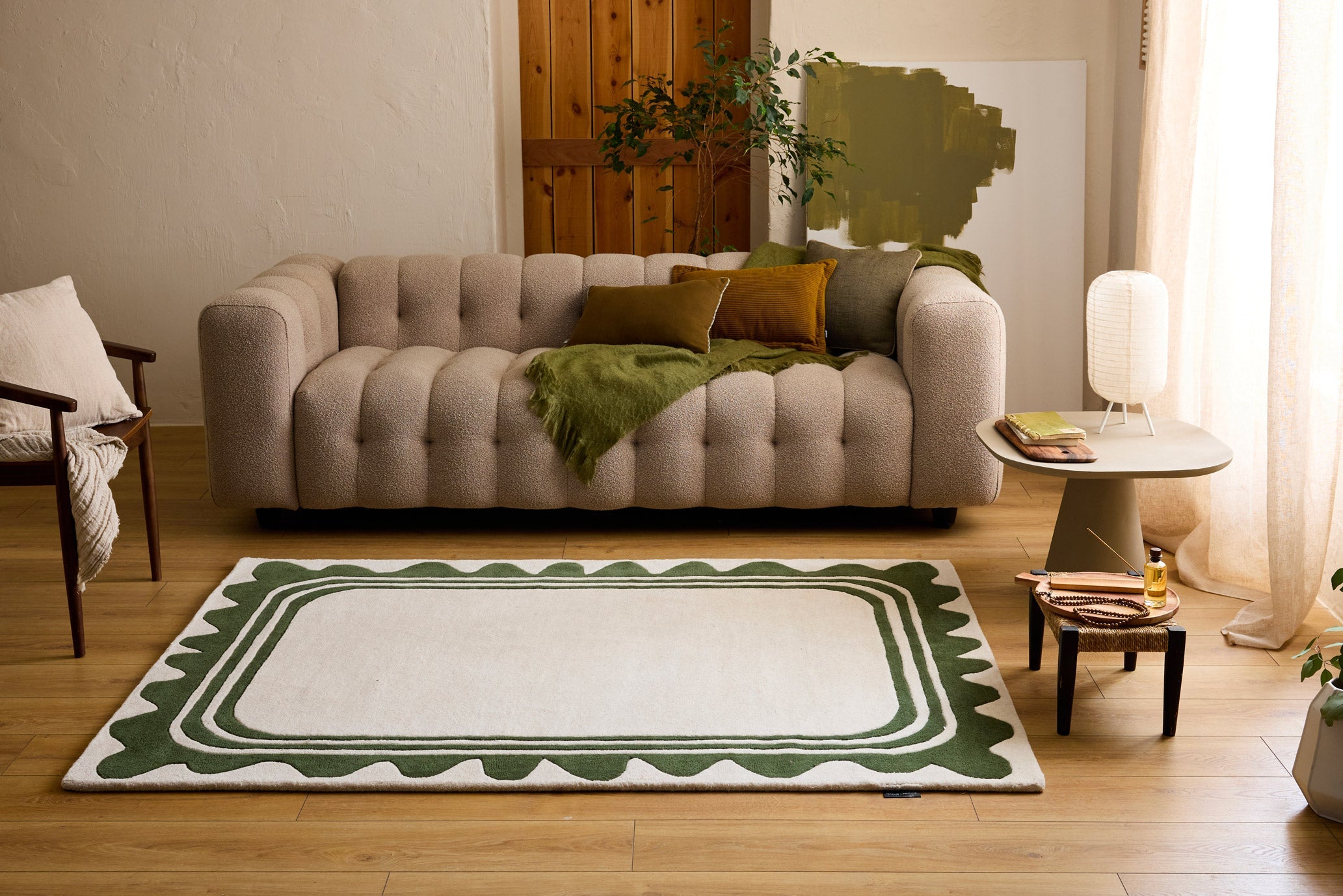 Cèdre blanc – Tapis en laine wavy – vert Cèdre blanc