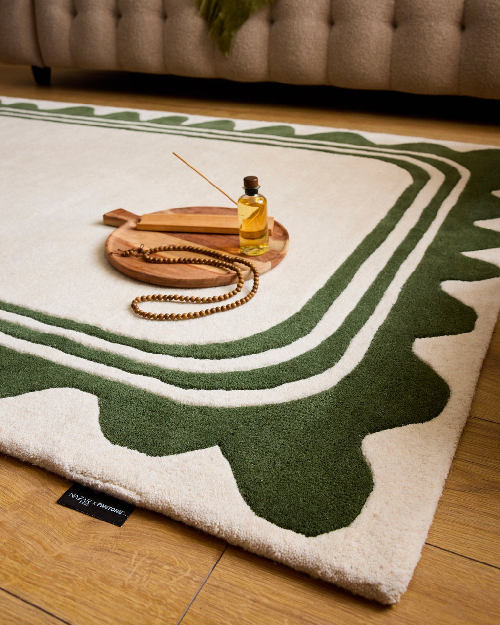 Cèdre blanc – Tapis en laine wavy – vert Cèdre blanc