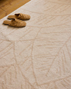 Cèdre blanc – Tapis en laine feuillage - crème Cèdre blanc