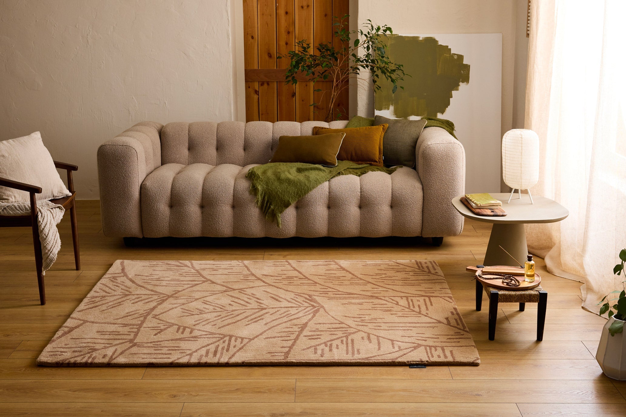 Cèdre blanc – Tapis en laine feuillage - marron Cèdre blanc