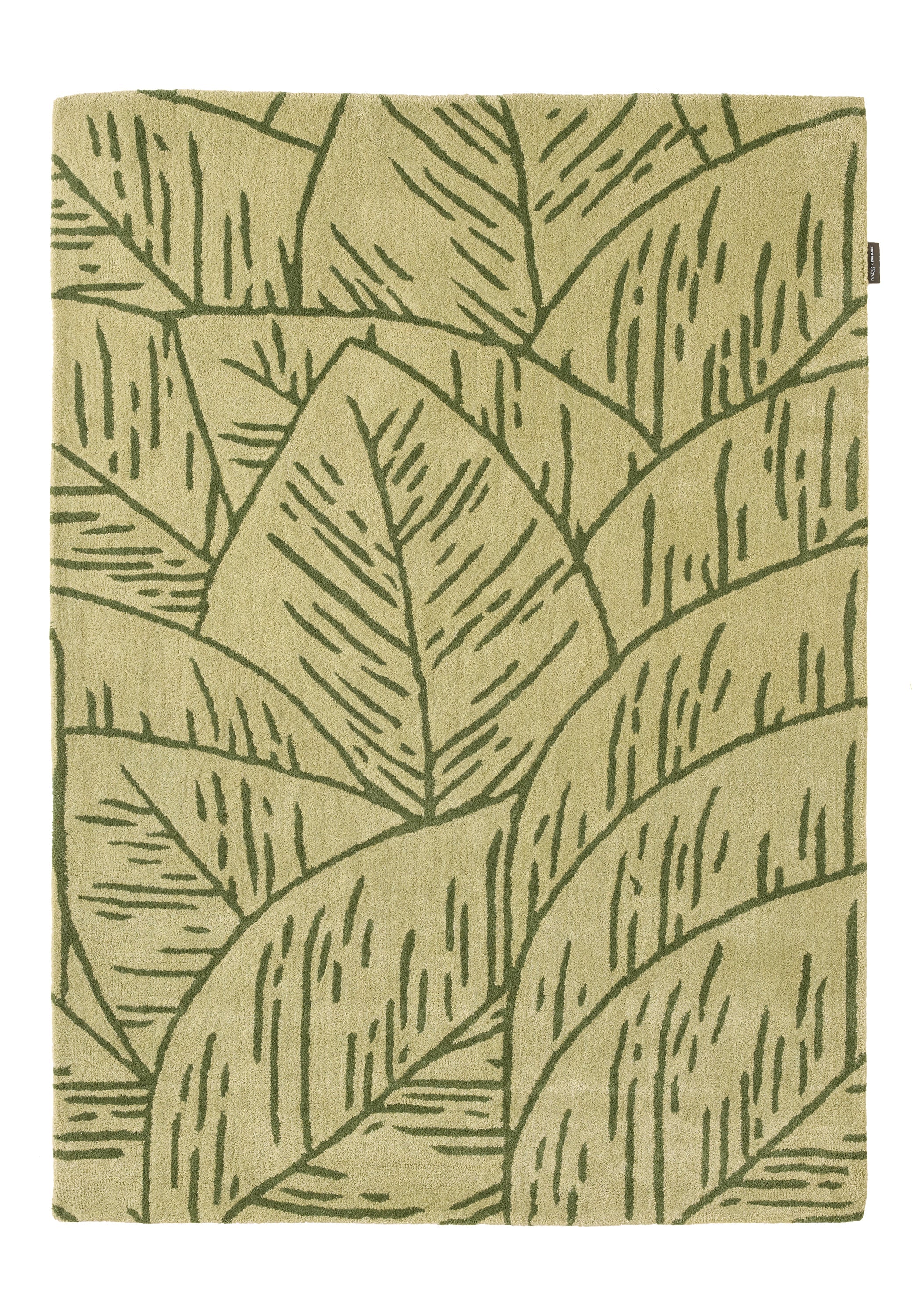 Cèdre blanc – Tapis en laine motif feuillage - vert Cèdre blanc